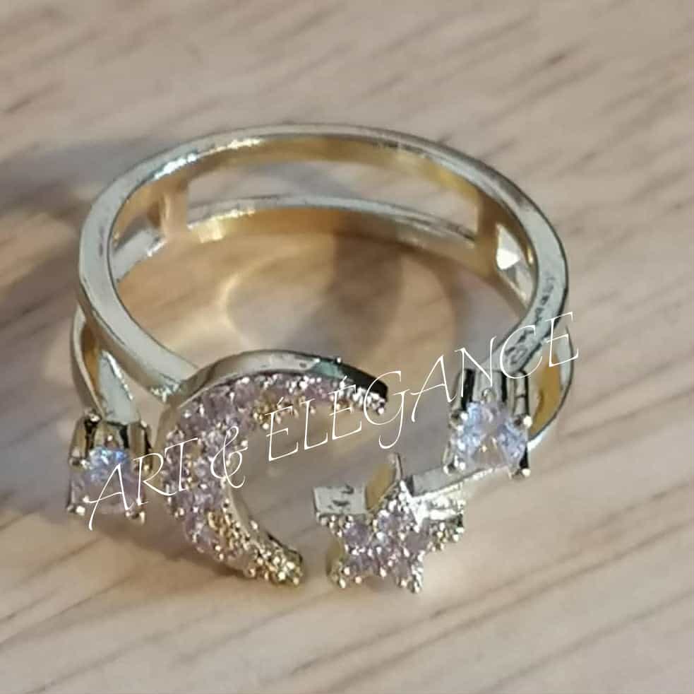 ✨ Béa Lune & Étoiles – Acier inoxydable doré et oxydes scintillants ✨