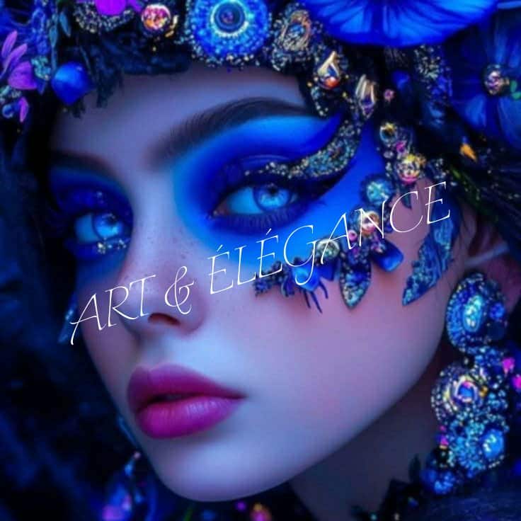 âš Visage Nuances Bleues et Brillants đ