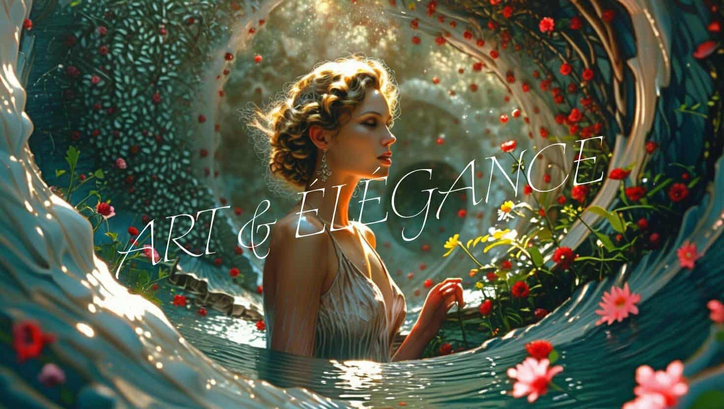 ✨ Diamond Painting – Femme dans un Tourbillon d’Eau Fleuri ✨