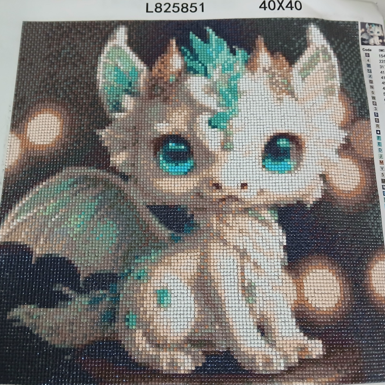 đ Diamond Painting â Petit Dragon Blanc et Turquoise