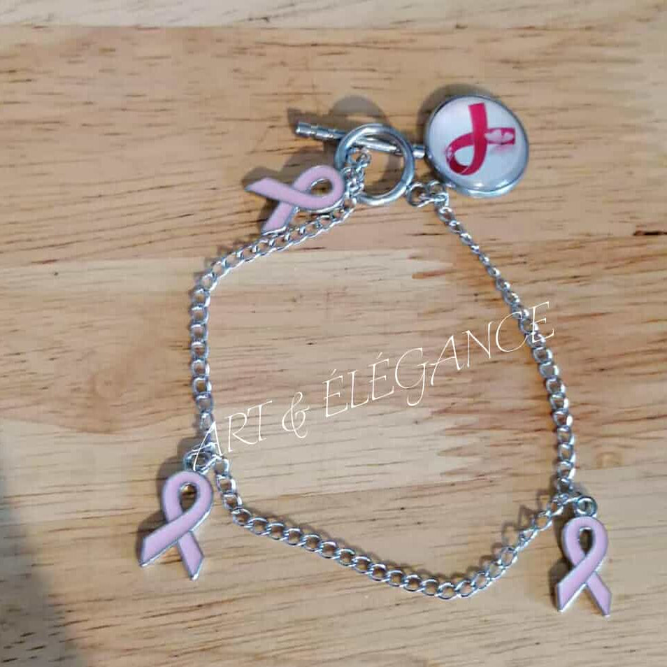 🎗️ Bracelet Mathilde en acier inoxydable argent – Octobre Rose 🎗️
