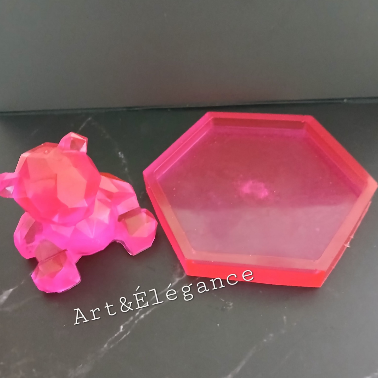 🧸🩷Résine faite main ourson sur socle🩷🧸