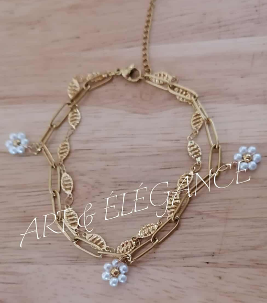 🌸 Fleurette en acier inoxydable doré – Modèle unique fait main 🌸