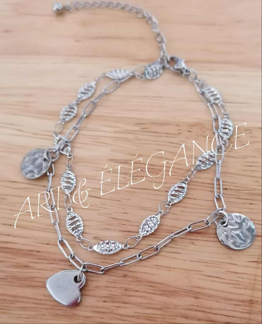 ✨ Ninon en acier inoxydable argenté – Modèle unique fait main ✨