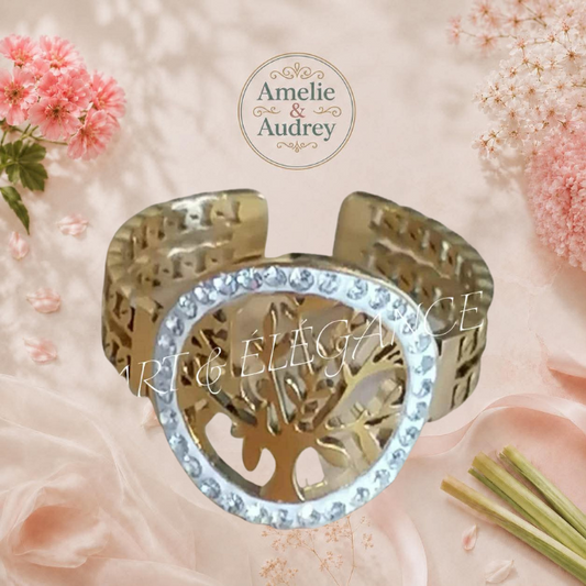 🌳✨ Solène Symbole de force et d'harmonie bague femme acier inoxydable ajustable