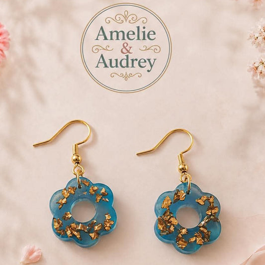 Boucles d'Oreilles Lola – Acier Inoxydable & Résine, Création Artisanale Fait Main
