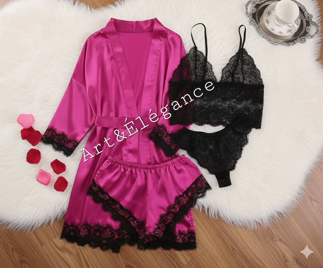 Ensemble dentelle rose