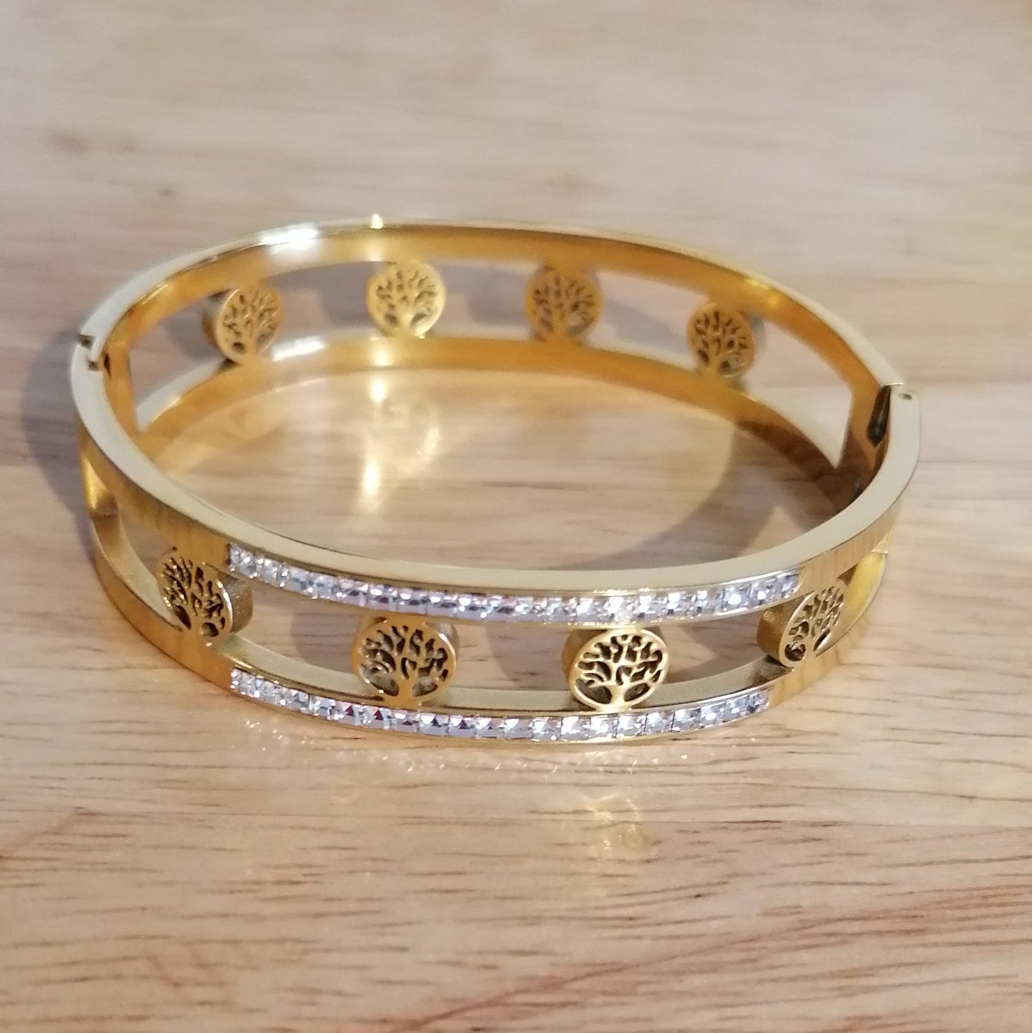 🌳✨ Joncs "Sonia" Arbre de Vie avec "Diamants" – Acier Inoxydable ✨🌳