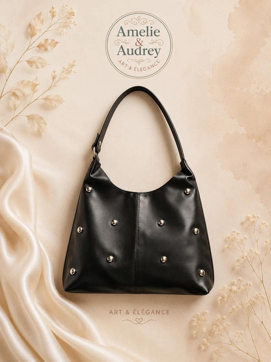 🖤 Sac à main noir avec détails en ferraille – L’allure qui se démarque 🖤
