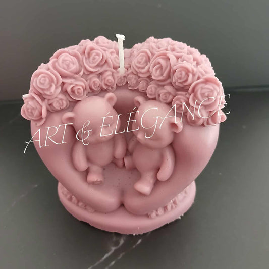 Bougie artisanale nounours amour