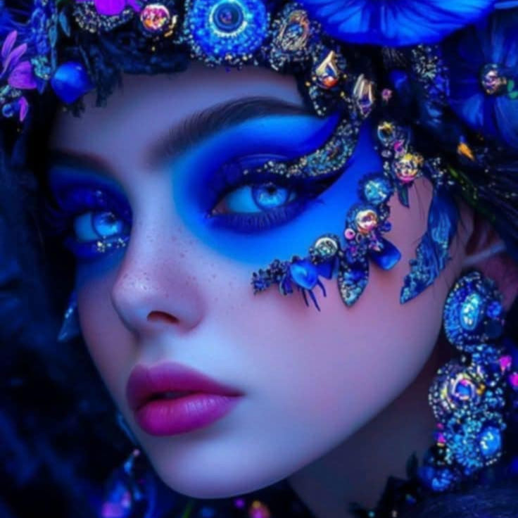 Femme fleur bleue