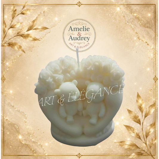Bougie Décorative Artisanale – Ourson Love 💕