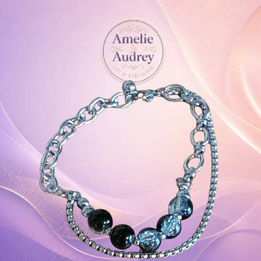 Bracelet Joan Homme – Double Bracelet Acier Inoxydable & Boule Noire