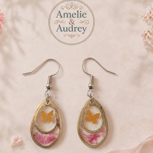 Boucles d'Oreilles Laly – Acier Inoxydable & Résine, Création Artisanale