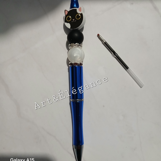 Stylo fait main chat