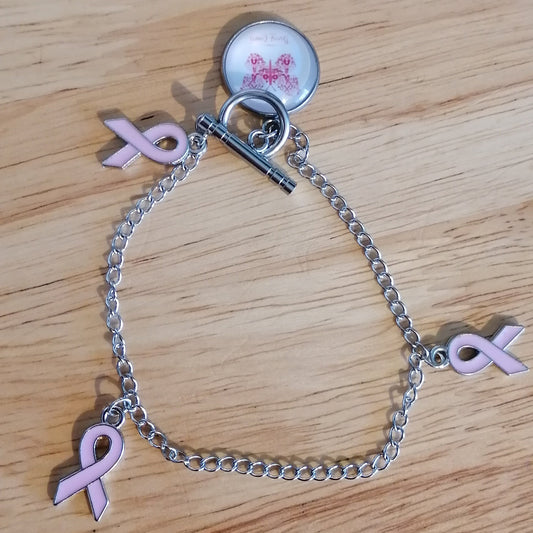 🎗️ Bracelet Maria en acier inoxydable argent – Octobre Rose 🎗️