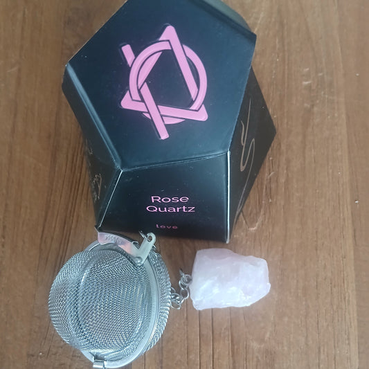 Infuseur boule à thé avec pierre précieuse quartz rose