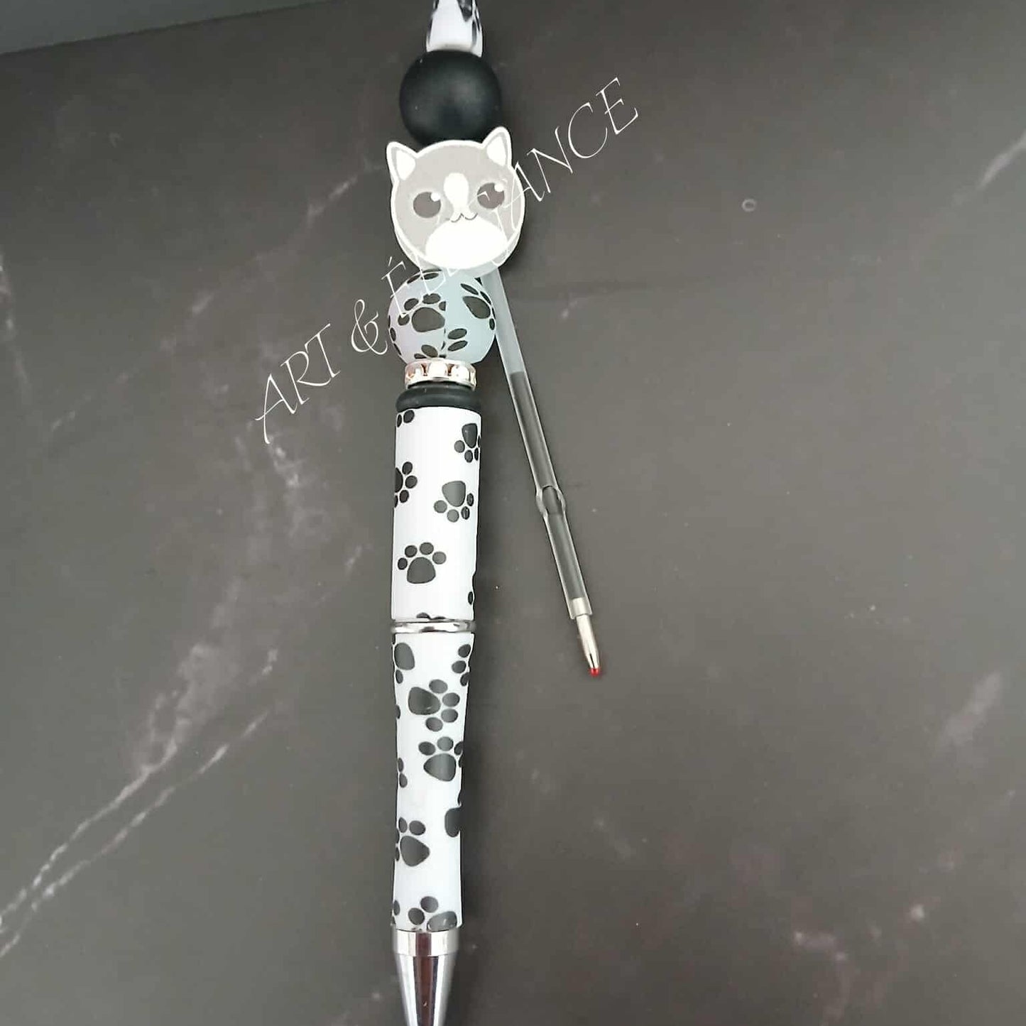 Stylo fait main chat