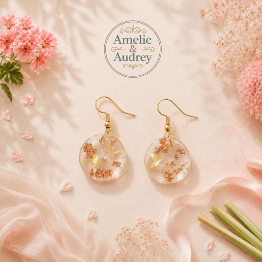 Boucles d'Oreilles Ariel – Acier Inoxydable & Résine, Création Artisanale Hypoallergénique
