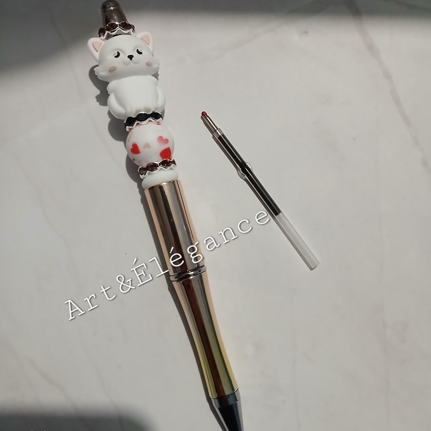 Stylo fait main chat