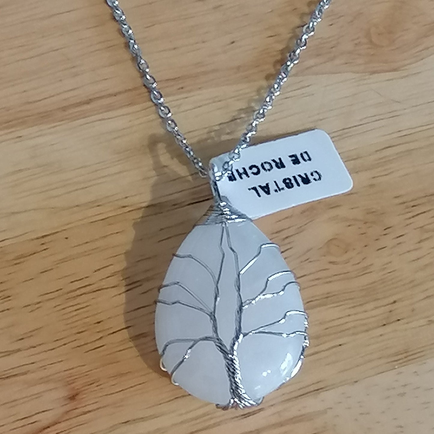 Pendentif arbre de vie en forme de goutte argenté