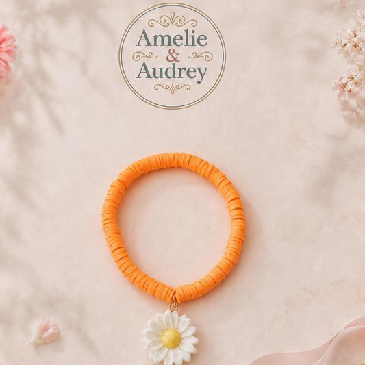 Marguerite bracelet en polymère fait main