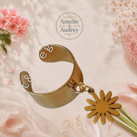 💍Fleur bague femme acier inoxydable fait main