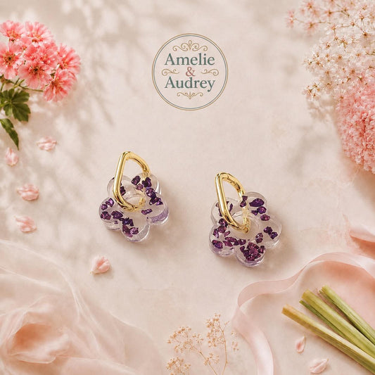 Boucles d'Oreilles Oceanne – Acier Inoxydable & Résine, Création Artisanale