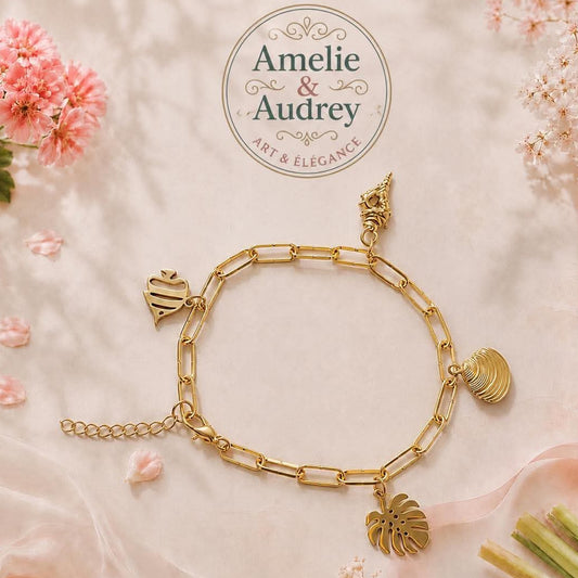 Bracelet Alice – Acier Inoxydable Doré, Création Artisanale Fait Main