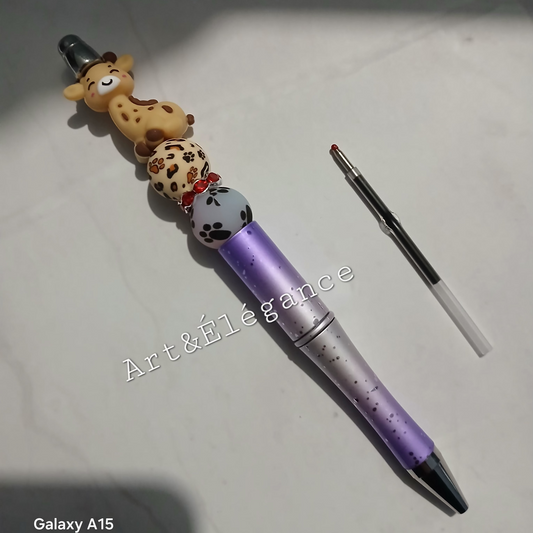 Stylo fait main girafe