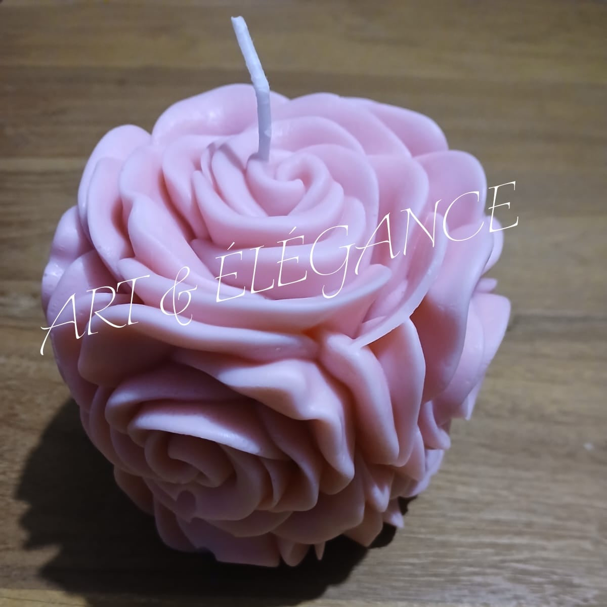 Bougie artisanale rose montée