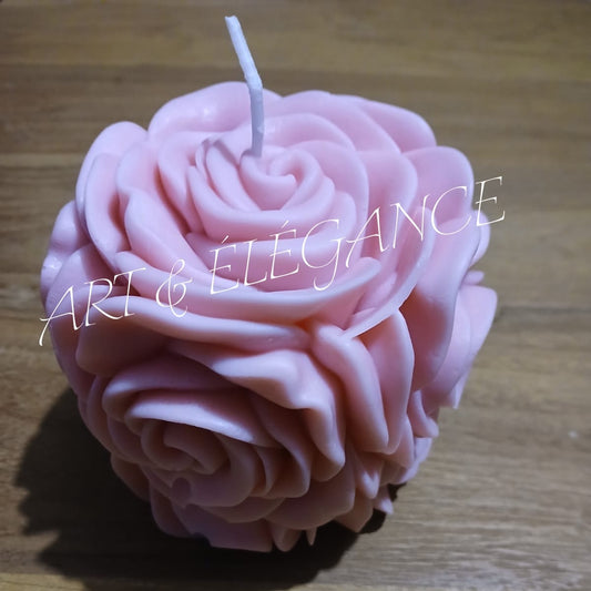 Bougie artisanale rose montée