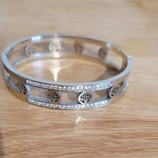 🌳✨ Joncs "Sonia" Arbre de Vie avec "Diamants" – Acier Inoxydable ✨🌳