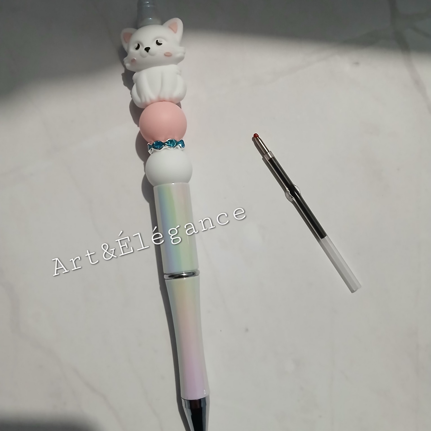 Stylo fait main chat