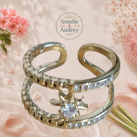 Claire Éclat au Bout des Doigts bague femme acier inoxydable ajustable