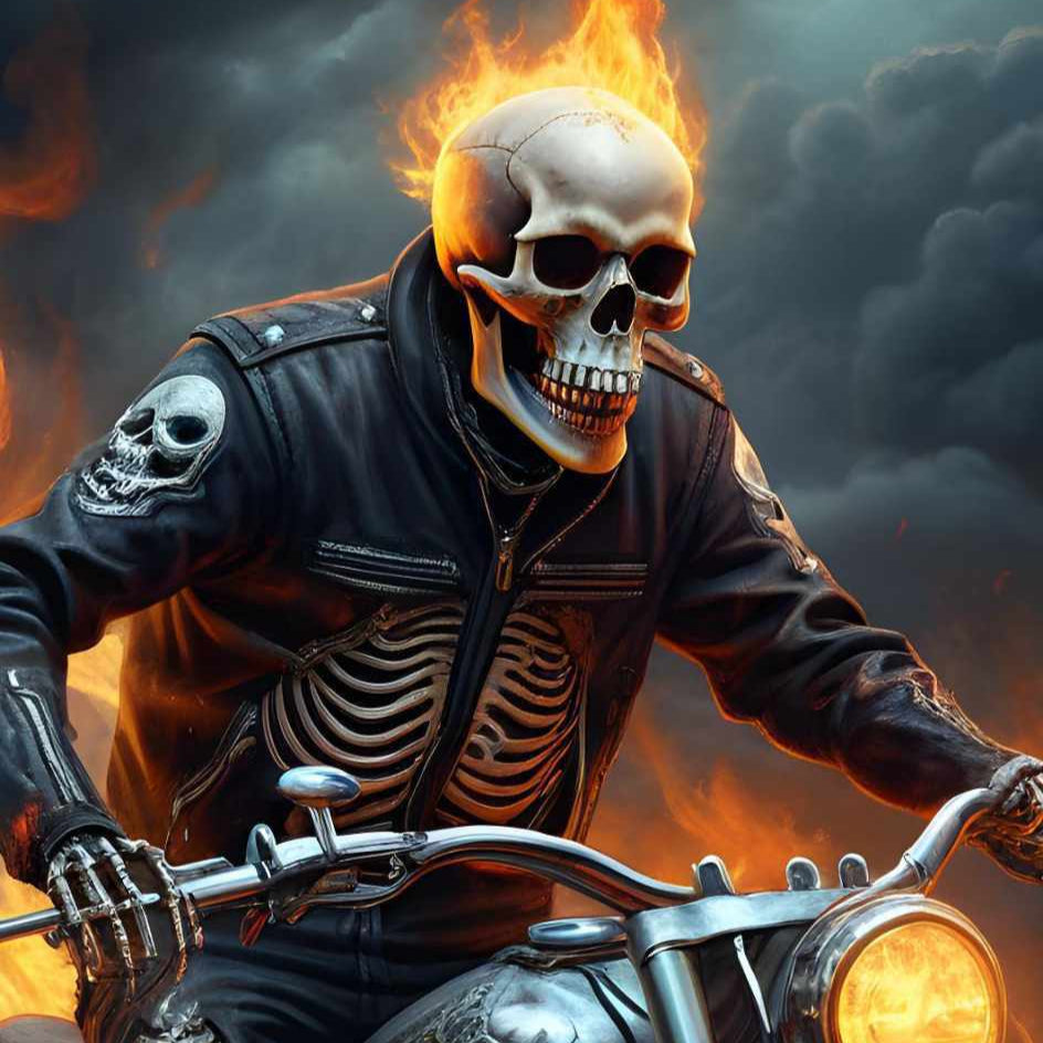 Moto crâne feu