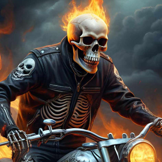 Moto crâne feu
