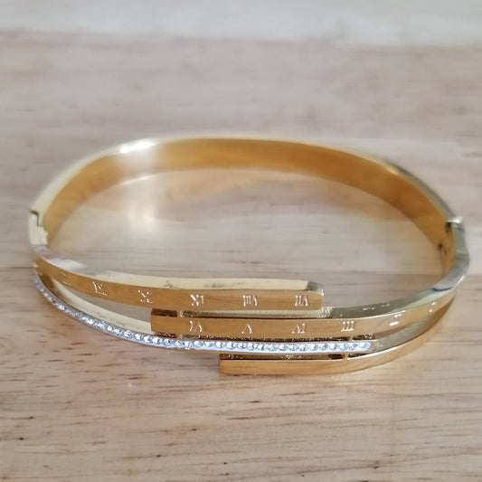 ✨ Jonc "Hannah" en acier inoxydable – Or & Argent avec détails raffinés ✨