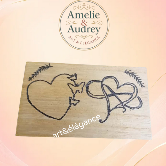Boîte de Rangement en Bois Fait Main – Pyrogravure & Vernis – Déco Artisanale