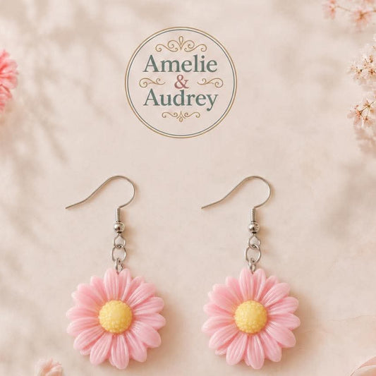 Violette boucles d oreilles en acier inoxydable fait main