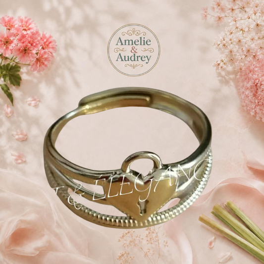 💛 Émie cœur Sécurisé 💛 bague femme acier inoxydable ajustable