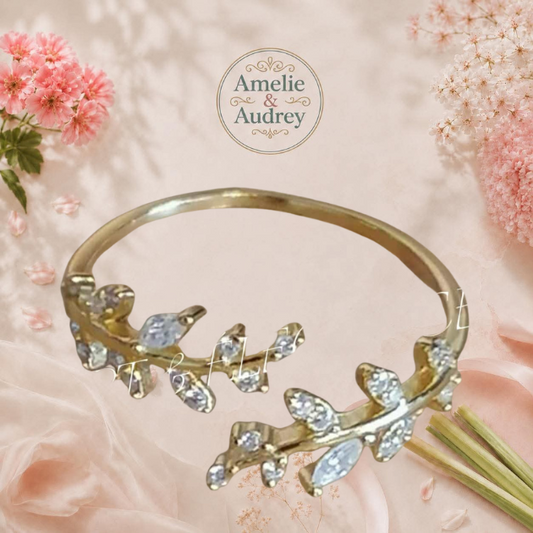 🍃 Lucie Feuillage Éclatant 🍃Bague femme acier inoxydable ajustable