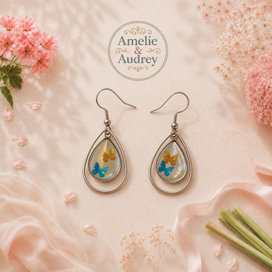 Boucles d'Oreilles Zoé – Acier Inoxydable Argenté, Création Artisanale Fait Main