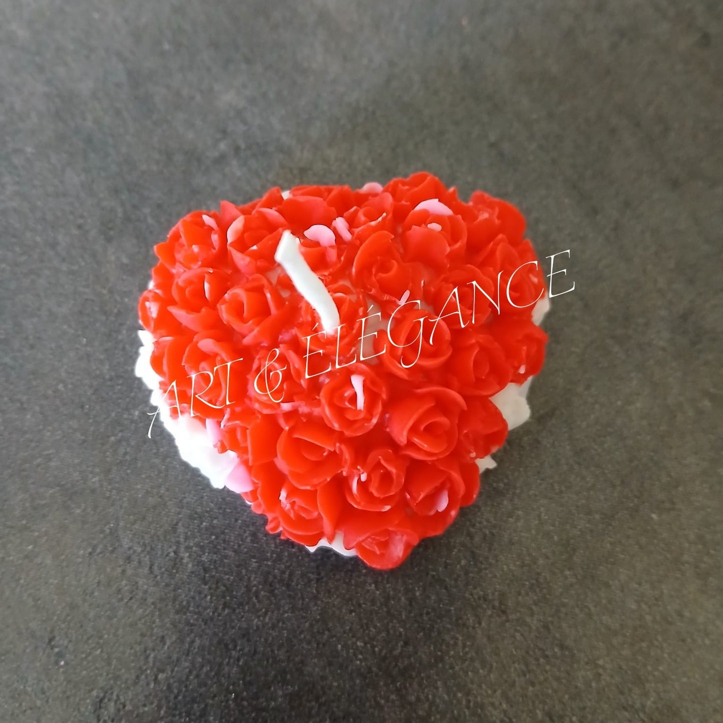🕯️ Bougie artisanale décorative – Cœur rose 💖