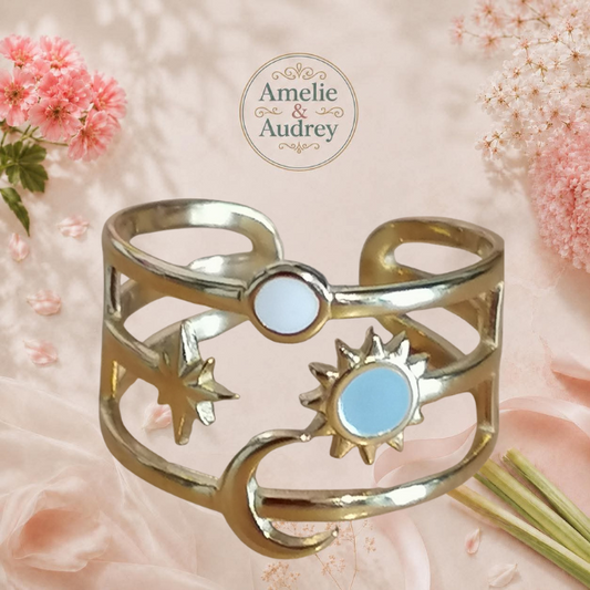 Luna bague femme acier inoxydable ajustable