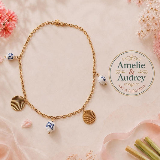 Collier Rosalie – Acier Inoxydable Doré, Création Artisanale Fait Main