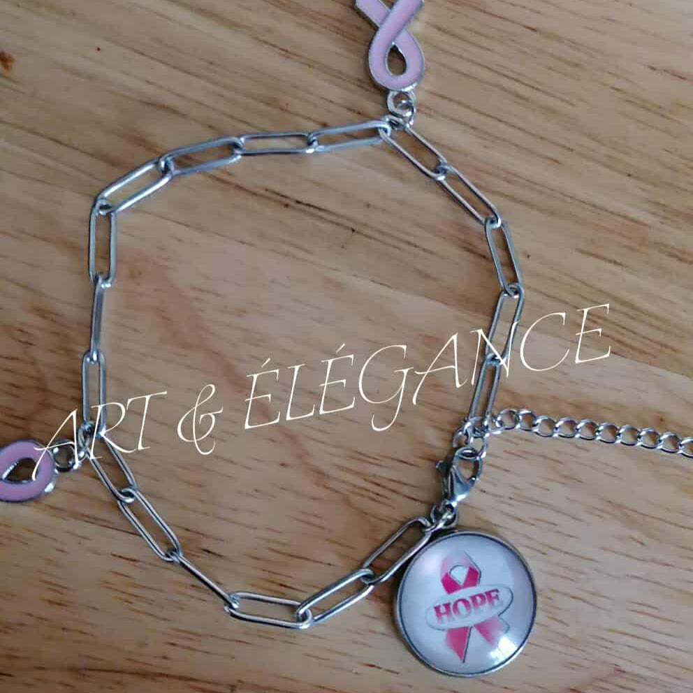 🎗️ Bracelet romy en acier inoxydable argent – Octobre Rose 🎗️