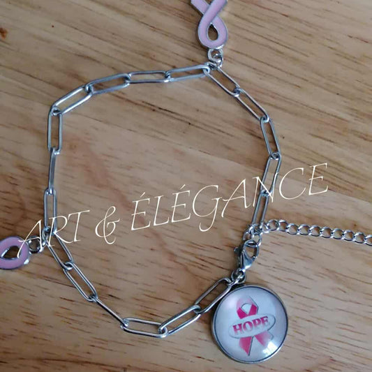 🎗️ Bracelet romy en acier inoxydable argent – Octobre Rose 🎗️