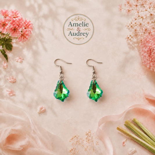 Ambre boucles d'oreilles acier inoxydable fait main