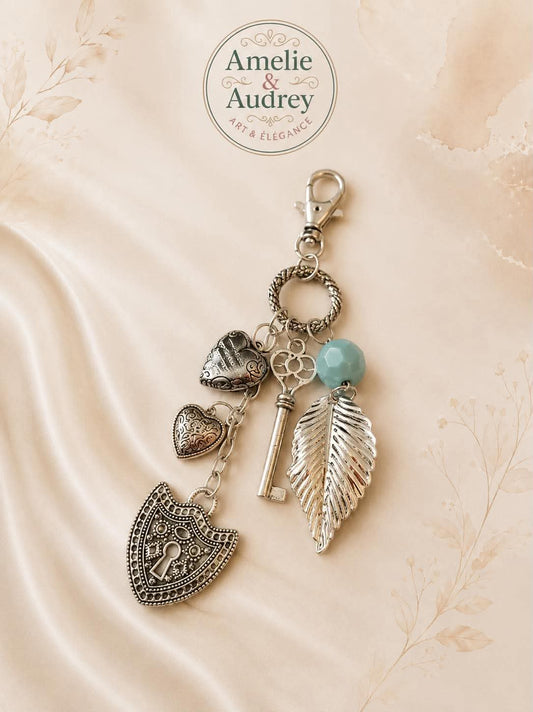 Porte cle perle bleue